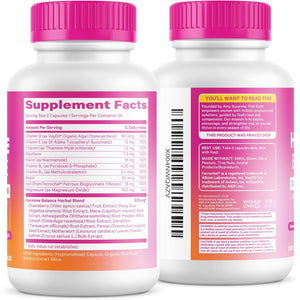 Pink Stork Hormone Balance Multivitamin for Women | 18-In-1 Vitex, Saffron, Ashwagandha, Magnesium | Mood, Energy, Cortisol, Adrenal Support | PMS, Perimenopause Support | 60 Vegan Capsules
