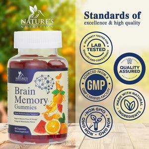 Brain Supplements Gummies - 3X Strength Brain Gummy Vitamin plus Nootropics for Memory, Focus, Concentration - Phosphatidylserine, B6, B12 & Nootropic, Clarity Support Supplement - 60 Gummies