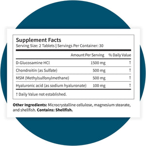 Pattern Wellness Glucosamine Chondroitin Complex with MSM & Hyaluronic Acid – Supports Joint, Cartilage & Flexibility Health – 60 Tablets