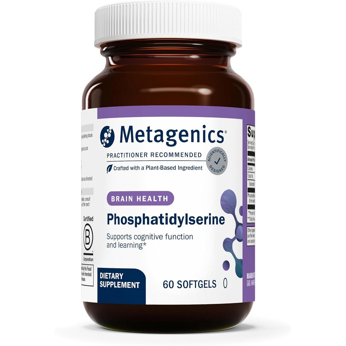 Metagenics Phosphatidylserine - Brain Support Supplement* for Focus, Memory & Learning* - 150 Mg Sunflower Lecithin-Derived Phosphatidylserine - Non-Gmo, Soy Free, Gluten-Free - 60 Softgels