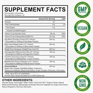 Sea Moss Gummies,With Elderberry Black Seed Oil,Ashwagandha&Ginger,Natural Irish Sea Moss for Immunity & Energy Supplement for Women,Men,Extra Strength,Great Tasting (1 Pack)
