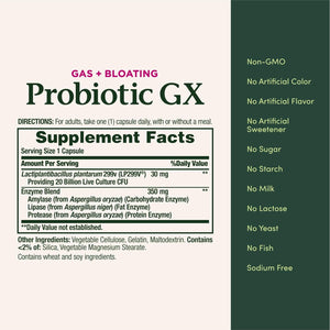 Nature'S Bounty Probiotic GX, Helps with Occasional Gas and Bloating, Dietary Supplement, Digestive Health, 25 Capsules