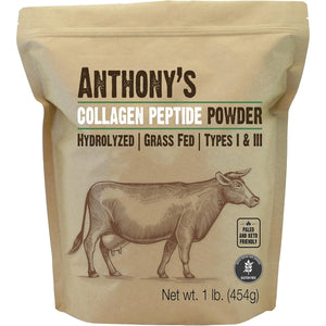 Anthony'S Collagen Peptide Powder, 1 Lb, Pure Hydrolyzed, Gluten Free, Keto and Paleo Friendly, Grass Fed, Unflavored, Non GMO