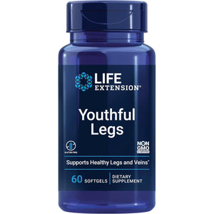 Life Extension Youthful Legs, Blood Flow, Vein Support, Circulation Supplement, Leg Health, Orange Peel Extract, Diosmin, Gluten Free, Non-Gmo, 60 Softgels