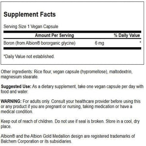 Swanson Boron from Albion - Boroganic Glycine Supplement Supporting Joint Health & Bone Health - High Absorption Formula May Support Overall Balance - (60 Capsules, 6Mg Each)