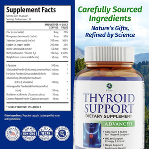 1 Body Thyroid Support Supplement for Women and Men, Selenium with Iodine, Zinc, B12, Ashwagandha and L-Tyrosine, Supports Hormone Health, Energy and Metabolism, 30 Day Supply