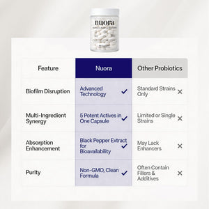 Nuora Biofilm Probiotic - Supports Digestive & Gut Health with Bromelain, Dandelion, Berberine & Black Pepper Extract - Helps Soothe Bloating, Boost Metabolism & Provide Steady Energy, 90 Count