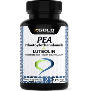 Palmitoylethanolamide 630 Mg + Luteolin Standardized 98%- Micronized Pea 99% Highly Purified and Bioavailable - Made in USA - Supplement for Men and Women - 120 Veggie Capsules