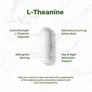 L-Theanine 400Mg, 400 Capsules – Extra Strength Theanine Supplement – Amino Acids for Focus & Relaxation Support – Non-Gmo & Gluten Free