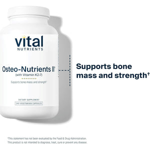 Vital Nutrients Osteo-Nutrients II - Vitamin K2 + D3, Calcium, Boron, and Magnesium for Bone Strength* - Healthy Heart Support - Vegetarian Supplement - Gluten, Dairy, Soy Free - 240 Capsules
