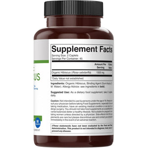 Brieofood Organic Hibiscus 1500Mg, 45 Servings, Vegetarian, Gluten Free, 90 Vegetarian Tablets