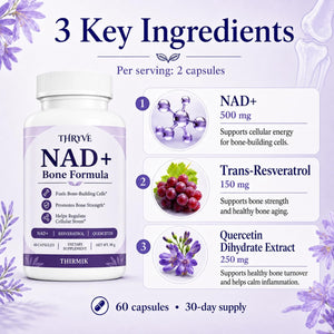 Thirmik Thryve NAD+ Bone Formula, for Women, Vegan, Non-Gmo (60 Capsules)