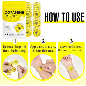 Dopamine Patches, Mood & Positivity Support, Plant-Based Formula, Supports Dopamine & Serotonin Balance, 30 Vegan Patches for Men Women