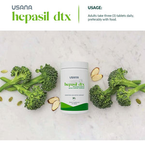 USANA - Hepasil DTX with Incelligence - Support Complex for Comprehensive Health, Protection, Wellness & Vitality - 84 Tablets (28-Day Supply)