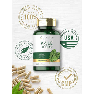 Carlyle Kale Supplement | 120 Capsules | Herbal Leaf Extract Formula | Non-Gmo & Gluten Free