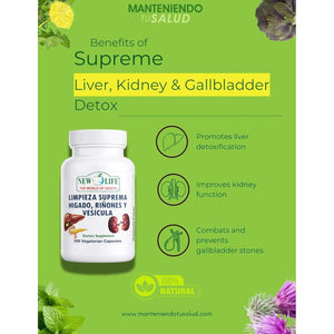 New Life Limpieza Suprema Hígado Riñones Y Vesicula, Healthy Liver Supplement, Dandelion Root, Milk Thistle Extract, 100 Capsules