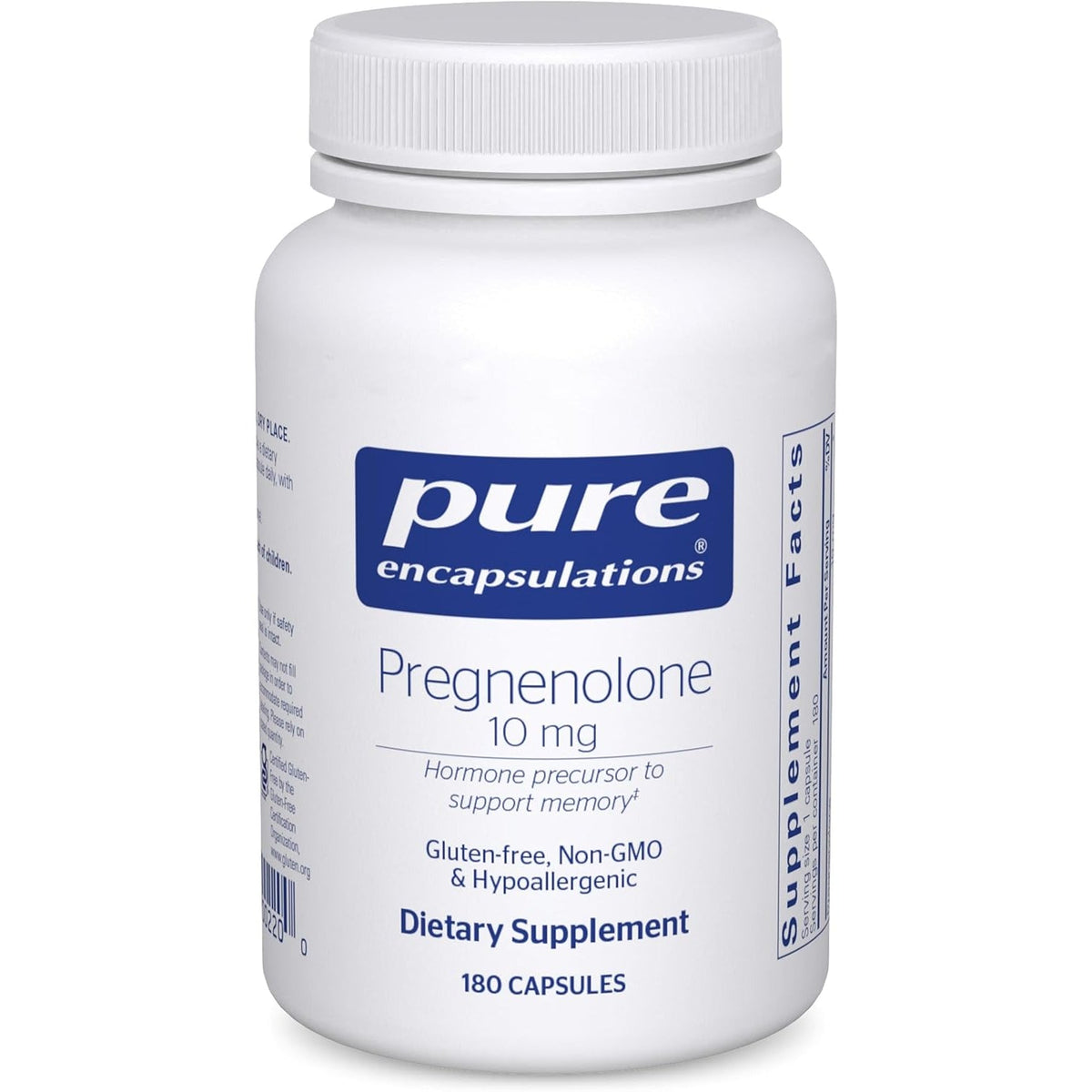 Pure Encapsulations Pregnenolone 10 Mg - Support Memory & Hormone Balance* - Hormone Precursor - Gluten Free & Non-Gmo - 180 Capsules