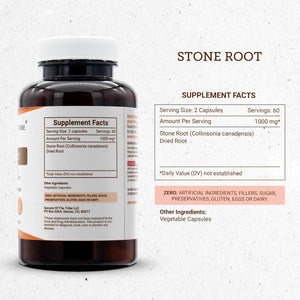 Secrets of the Tribe Stone Root 120 Capsules, 1000 Mg, Responsibly Farmed Stone Root (Collinsonia Canadensis) Dried Root (120 Capsules)