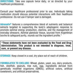 XYMOGEN Adrenaliv - Adrenal Support Supplement* - Stress Response, Energy & Stamina Support* - Non-Gmo, Gluten-Free, Dairy Free - 120 Capsules