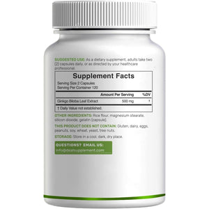 DEAL SUPPLEMENT Ginkgo Biloba 500Mg per Serving, 240 Capsules, 4 Month Supply – Grown in Northern Asia – Extra Strength, Promotes Brain Function