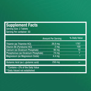 Brain Supplement with Vitamin B6 & Thiamine for Memory, Focus and Cognitive Support | High-Dose B Vitamins for Nervous System Brain Health, Daily Formula for Adults, 100 Tablets (1-Pack)