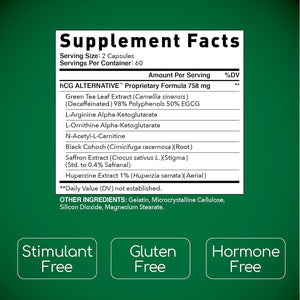 Biogenetic Laboratories Hcg Alternative - Weight Loss Pills and Fat Burner for Men and Women - Boosts Metabolism Supports Healthy Diets - Alternative Formula - 30-Day Supply (120 Capsules per Bottle)