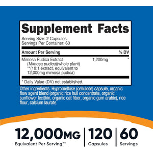 Nutricost Mimosa Pudica Seed Extract 120 Capsules for 60 Servings per Bottle - Vegan, GMO Free and Gluten Free