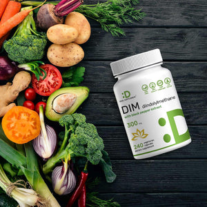 DIM Supplement 300Mg with Black Pepper, 240 Vegetarian Caps, 4 Months Supply | 2-In-1 Dim Supplement for Women & Men | Diindolylmethane plus Black Pepper Extract for Enhanced Absorption*