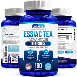 We like Vitamins Essiac Tea Capsules - 180 Count Immune Support Supplement with Burdock, Sheep Sorrel, Slippery Elm & Turkey Rhubarb - Genuine Essiac Tea 900Mg Daily Dose