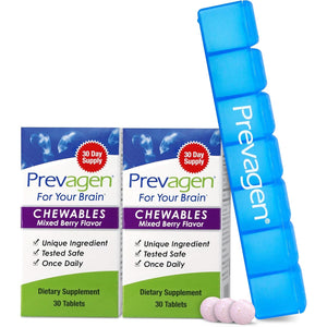 Prevagen Regular Strength Mixed Berry Chewables - 60 Tablets (2 Month Supply) | Formulated for Your Brain | 10Mg of Apoaequorin plus Vitamin D3 with 7-Day Pill Minder