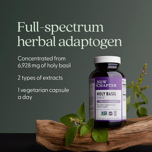 New Chapter Stress Relief Supplement - Holy Basil Force with Supercritical Holy Basil for Stress Support + Immune Support + Non-Gmo Ingredients - Vegetarian Capsules, 120 Count