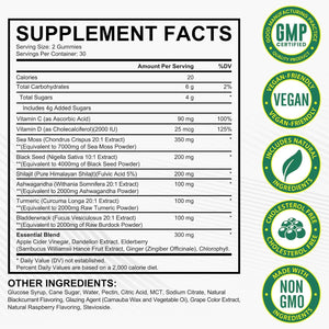 Sea Moss Gummies, Sea Moss, Bladderwrack, Ashwagandha, Burdock Root, Energy, Immune Support, 60 Vegan Gummies