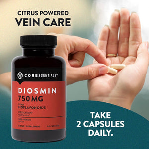 NGL Pure Diosmin 750 Mg - Citrus Bioflavonoids for Blood Circulation, Leg Veins Health, Purity Guarantee 90 Capsules