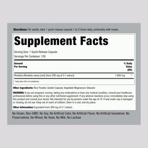 Piping Rock Rhodiola Rosea Supplement | 120 Capsules | Concentrated Herb Extract | Non-Gmo, Gluten Free