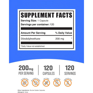 Bulksupplements.Com DIM Capsules - Diindolylmethane Capsules for Men & Women, DIM 200Mg, Gluten Free, 1 Capsule per Serving, 120 Count (Pack of 1)