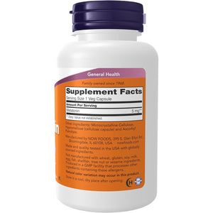 NOW Foods Supplements, Melatonin 5 Mg, Free Radical Scavenger*, Healthy Sleep Cycle*, 180 Count (Pack of 1)