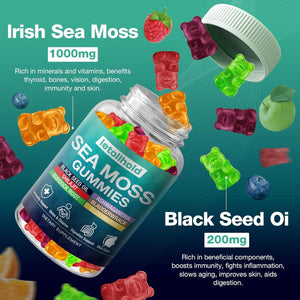 Sea Moss Gummies - Irish Sea Moss Gummies Advanced for Adults with Ashwagandha Bladderwrack & Burdock Root for Supports Immune,Energy - 60 Vegan Gummy,2Pcs