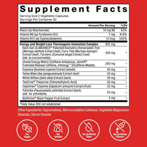 Force Factor Leanfire with Next-Gen SLIMVANCE Advanced Thermogenic Fat Burner for Weight Loss with B Vitamins and Capsimax to Boost Metabolism, Increase Energy, and Enhance Focus, 60 Capsules