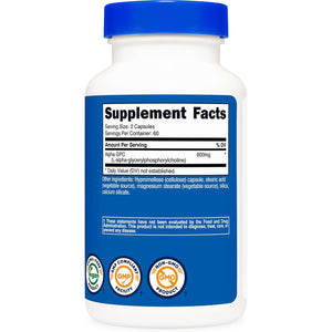 Nutricost Alpha GPC 600Mg, 120 Vegetarian Capsules - Non-Gmo and Gluten Free, 300Mg per Capsule