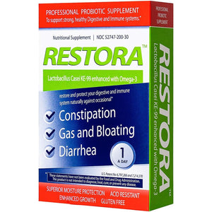 Restora Probiotic Supplement -Immunity Booster-Patented Probiotic W|Omega 3, Gut Health Stabilizer Increases Resistance to Infectious Diseases -Calms Inflammation