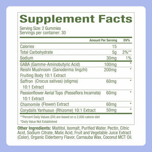 Plant People Wondersleep Mushroom Gummies Supplement for Sleep, No Melatonin Sleep Gummies with Reishi Mushroom, Saffron & Chamomile, Wild Elderberry Flavor, Sugar-Free (60 Count)