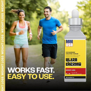 MMUSA Ultra Thermo Serum: Top Fat Burner & Metabolism Enhancer. Slim, Boost Energy, & Elevate Pre-Workout Performance. Thermogenic. Appetite Control. for Men & Women. Strawberry, 5.1 Fl Oz
