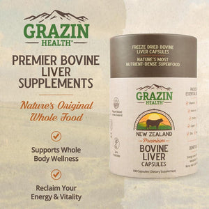 Grass Fed Beef Liver from New Zealand - Freeze Dried 3000Mg per Serving (500Mg per Capsule) (30 Servings)