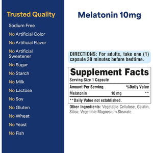 Puritan'S Pride Premium Super Strength Melatonin 10Mg Sleep Aid, Dietary Supplement for Sound, Restful, and Longer Sleep Support, 2 Month Supply, 60 Rapid Release Capsules