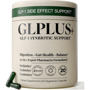 GLP-1 Support Supplement for Nausea, Bloating & Gut Health – Synbiotic Pre, Pro & Postbiotic for Women & Men, GLP-1 Users – Pharmacist Formulated, 20-In-1 (60 Capsules)