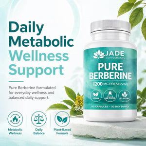Jade Supplements Pure Berberine, 60 Vegetarian Capsules - Gluten Free & Non-Gmo