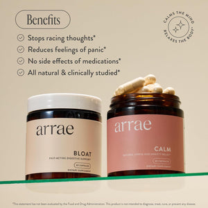 Arrae Calm Cortisol Manager - 60 Stress & Panic Relief Capsules - Mood Support Supplement W/L-Theanine, Inositol, Passionflower, & Magnesium to Help You Feel Zen