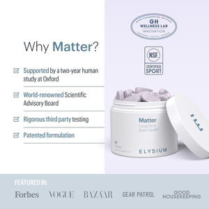 ELYSIUM Matter - 30 Servings - Brain Supplement for Memory and Focus Omega 3 Supplement + DHA - Vitamins to Support Brain Health and Memory