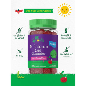 Carlyle Kids Melatonin Gummies | 1 Mg 100 Count | Fruit Flavor Gummy | Vegan, Non-Gmo, Gluten Free | by Lil Sprouts