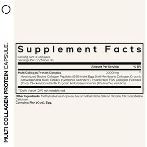 Codeage Multi Collagen Peptides Protein Capsules, 5 Collagen Types, Grass-Fed & Hydrolyzed Bovine Collagen Pills Supplement, Ashwagandha, Amla Berry Vitamins, Collagen Peptides - 90 Capsules